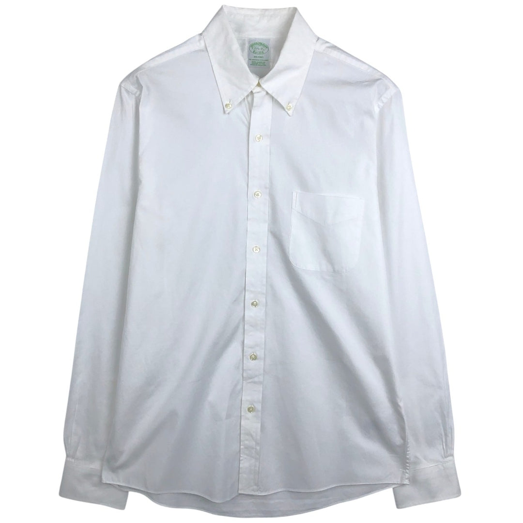 Brooks Brothers Est. 1818 Milano Long Sleeve Button-Down Shirt, Men's Size Medium Supima Cotton white type Vintage Second Hand