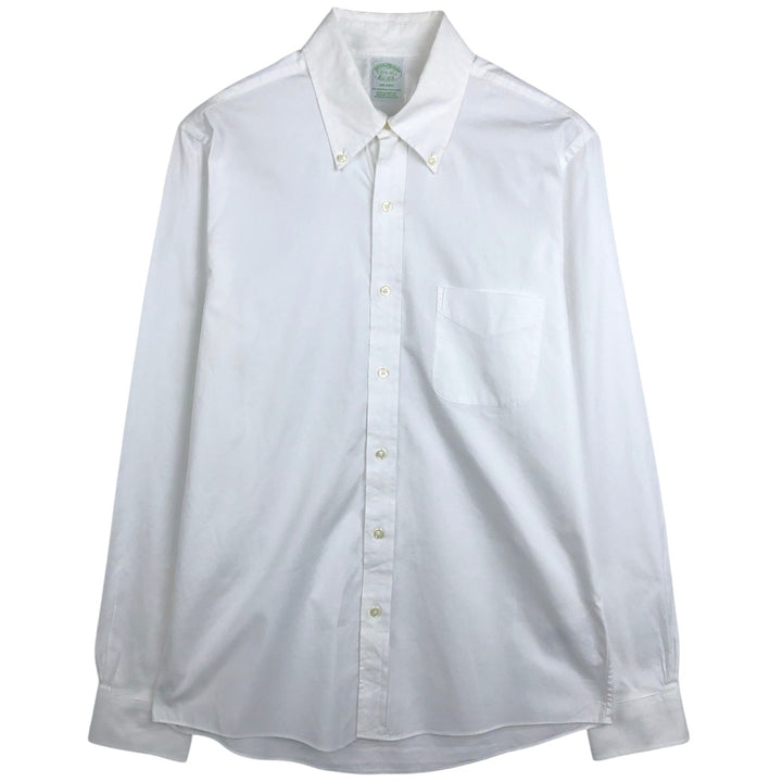 Brooks Brothers Est. 1818 Milano Long Sleeve Button-Down Shirt, Men's Size Medium Supima Cotton white type Vintage Second Hand
