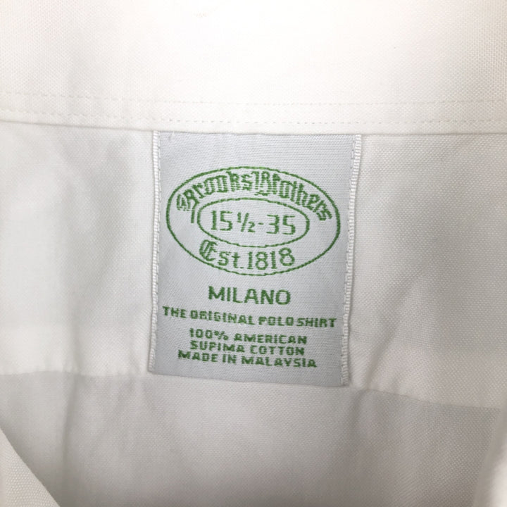 Brooks Brothers Est. 1818 Milano Long Sleeve Button-Down Shirt, Men's Size Medium Supima Cotton white type Vintage Second Hand