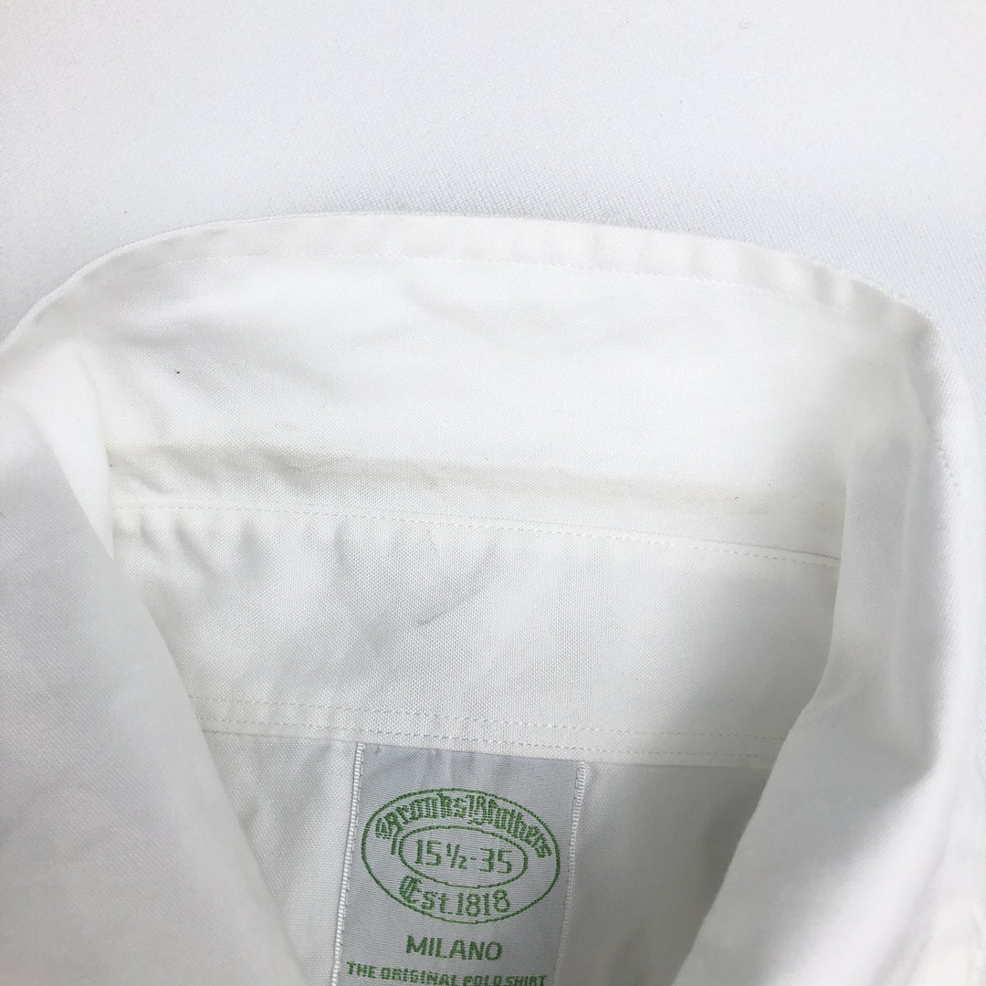 Brooks Brothers Est. 1818 Milano Long Sleeve Button-Down Shirt, Men's Size Medium Supima Cotton white type Vintage Second Hand