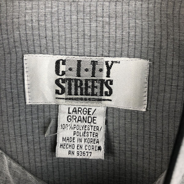CITY STREETS Stand Collar Long Sleeve Polyester Shirt, Men's Size L (approx.) polyester gray type Vintage Second Hand