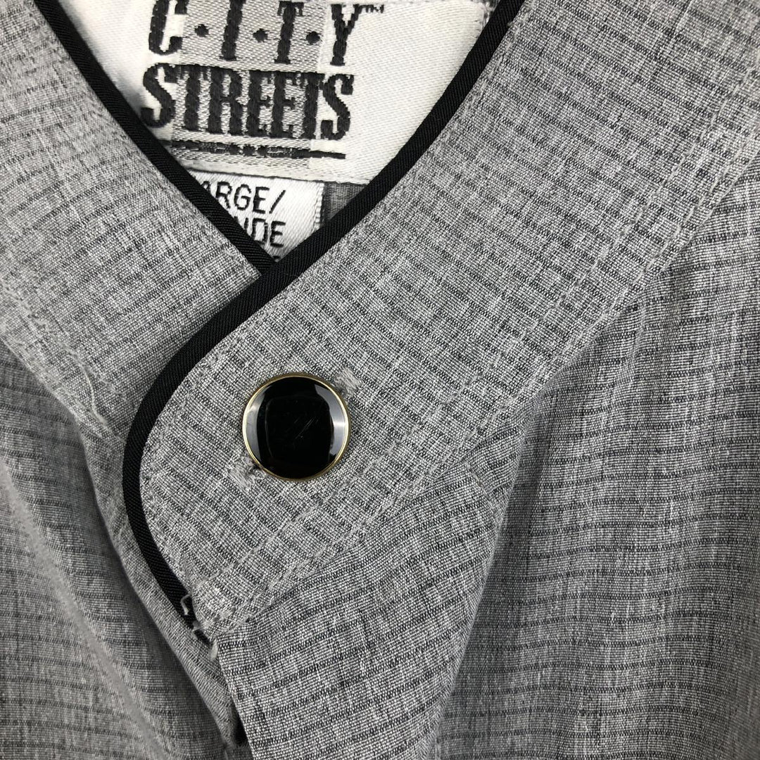 CITY STREETS Stand Collar Long Sleeve Polyester Shirt, Men's Size L (approx.) polyester gray type Vintage Second Hand