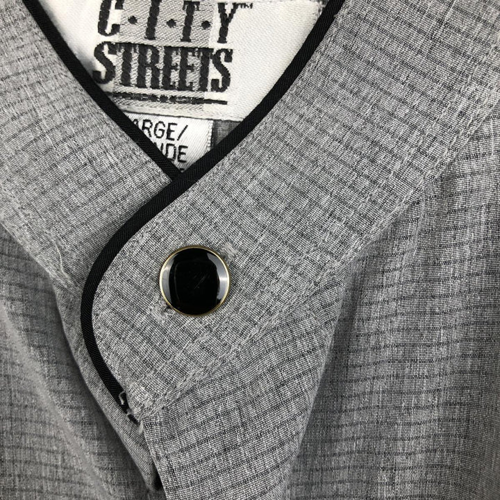 CITY STREETS Stand Collar Long Sleeve Polyester Shirt, Men's Size L (approx.) polyester gray type Vintage Second Hand