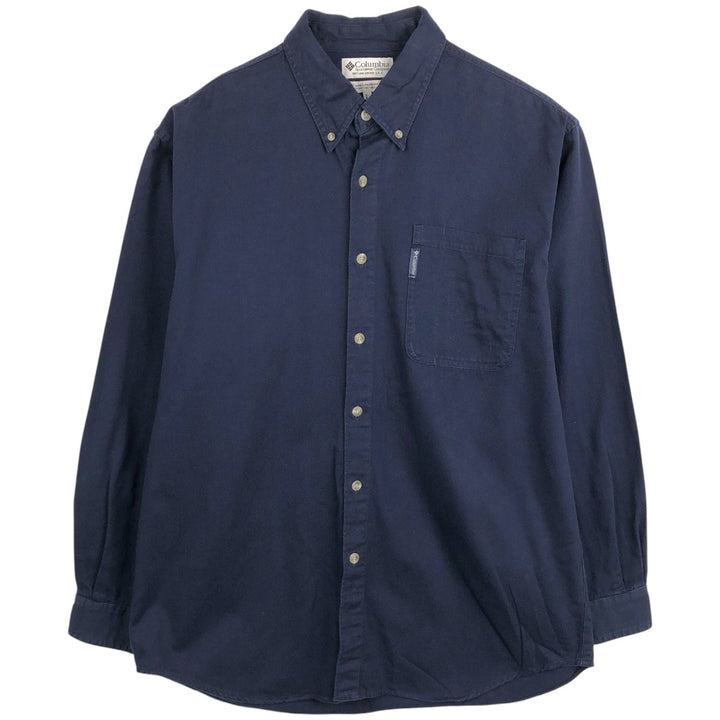 90s-00'S Columbia Long-Sleeve Button-Down Shirt, Men's Size L (Equivalent), Vintage cotton navy blue type Vintage Second Hand