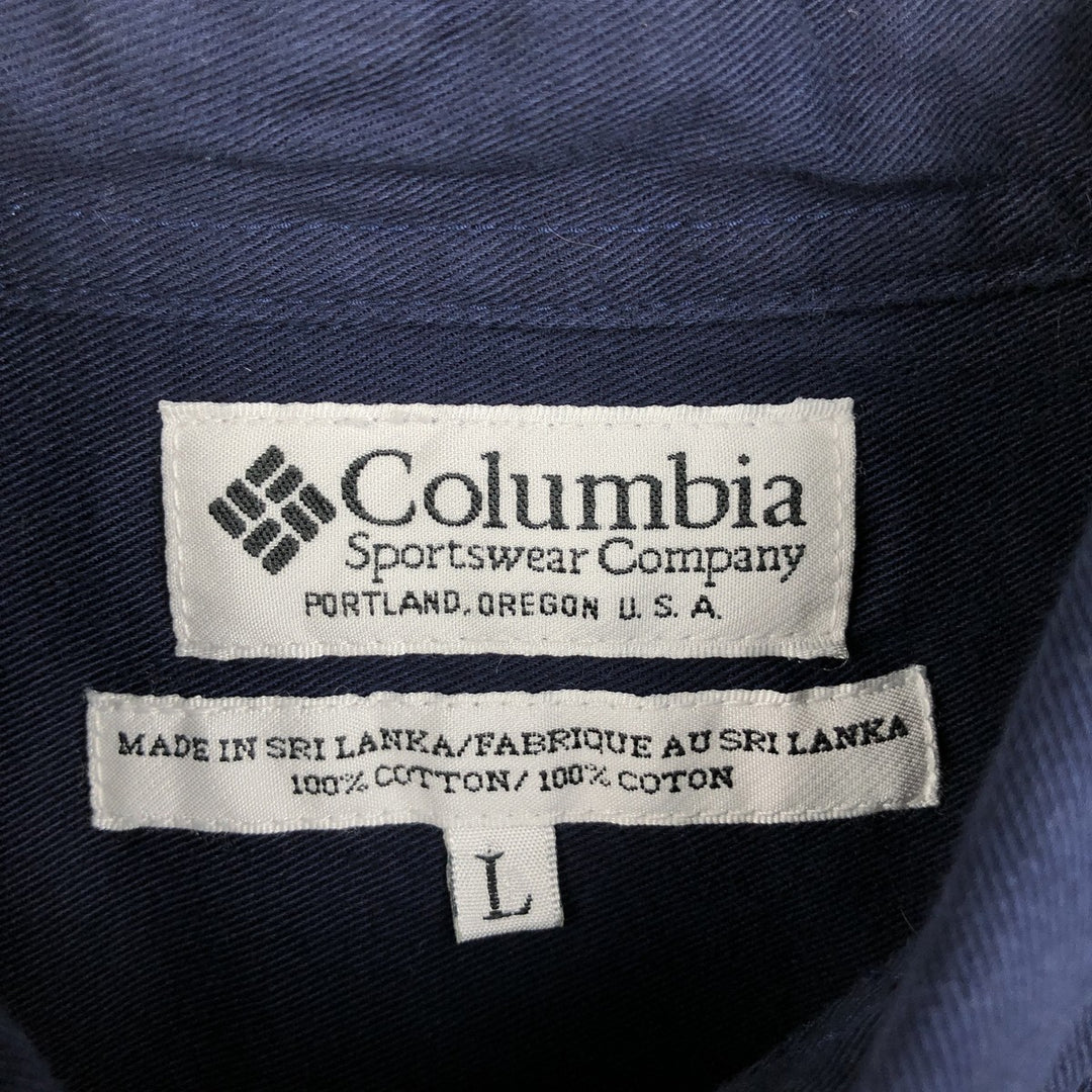90s-00'S Columbia Long-Sleeve Button-Down Shirt, Men's Size L (Equivalent), Vintage cotton navy blue type Vintage Second Hand