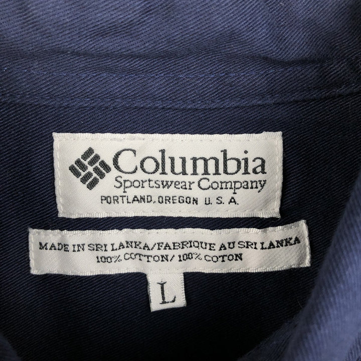 90s-00'S Columbia Long-Sleeve Button-Down Shirt, Men's Size L (Equivalent), Vintage cotton navy blue type Vintage Second Hand