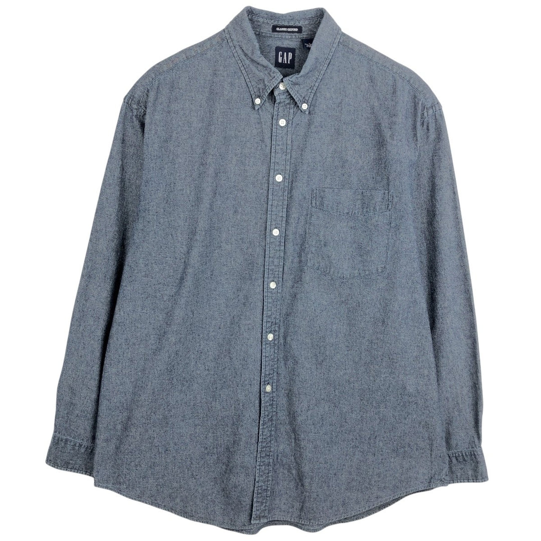90s-00'S GAP (Old GAP) Long-Sleeve Button-Down Shirt, Men's Size L (Equivalent), Vintage cotton navy blue type Vintage Second Hand
