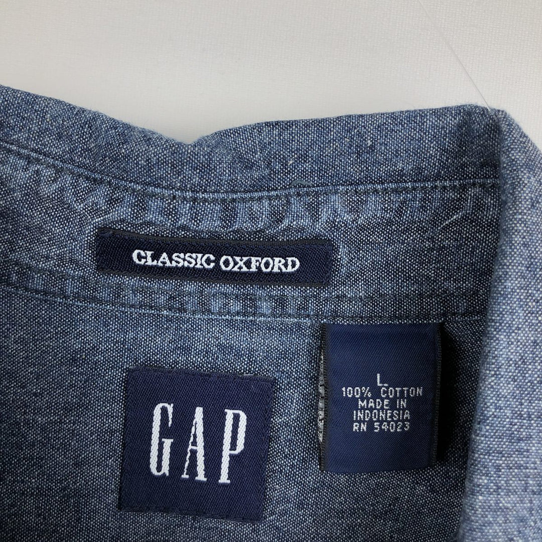 90s-00'S GAP (Old GAP) Long-Sleeve Button-Down Shirt, Men's Size L (Equivalent), Vintage cotton navy blue type Vintage Second Hand