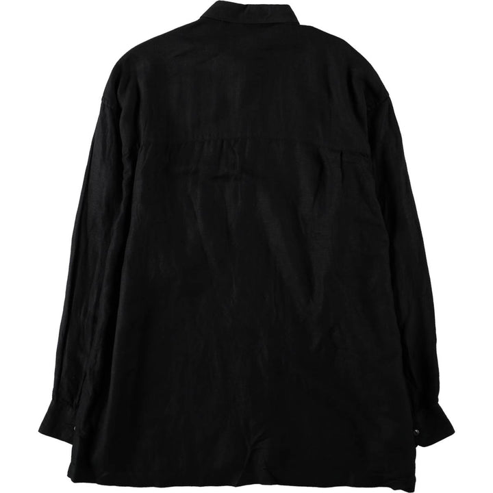 PANINI Long-Sleeve Linen x Viscose Shirt, Made in Italy, Men's XXL Equivalent, Vintage linen black type Vintage Second Hand