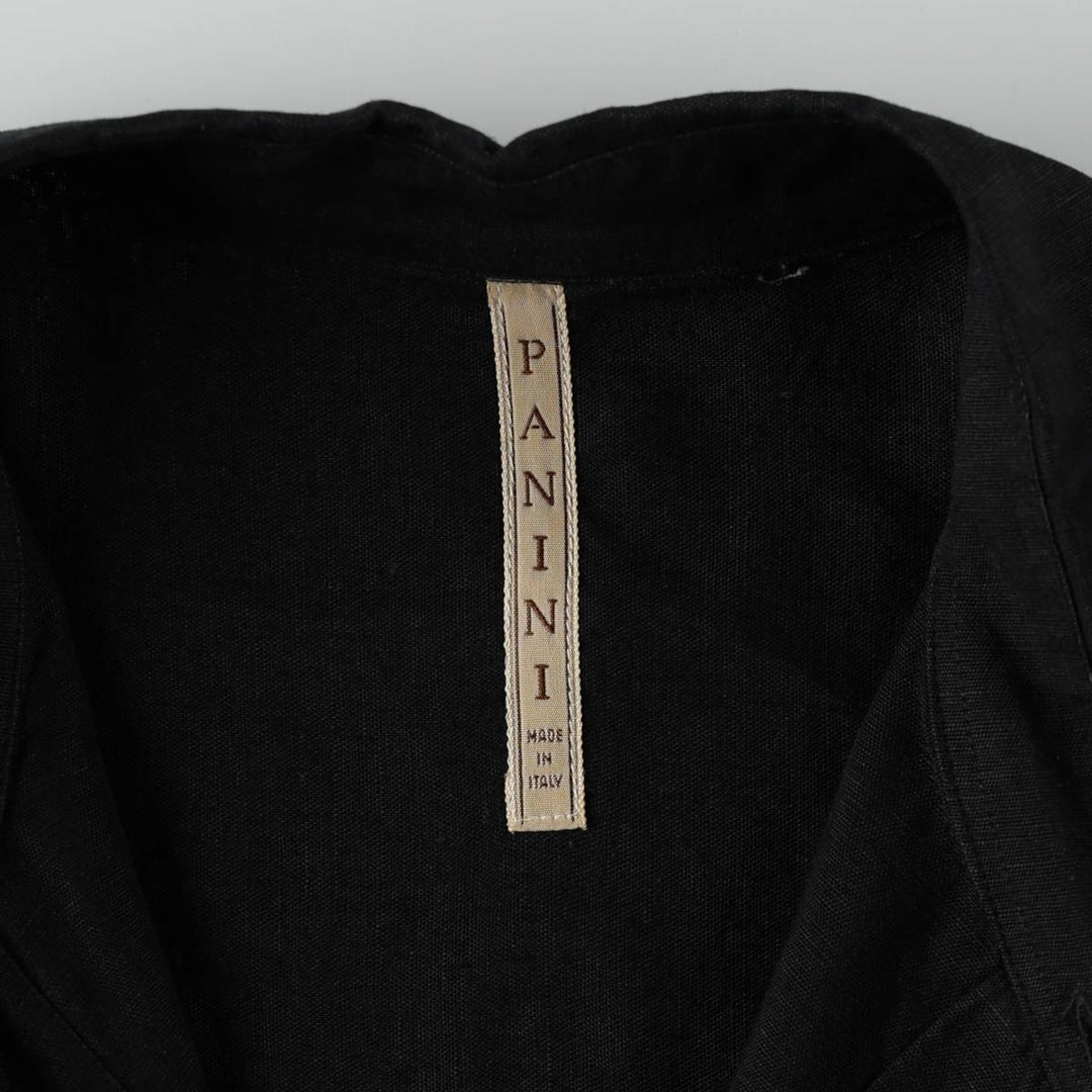 PANINI Long-Sleeve Linen x Viscose Shirt, Made in Italy, Men's XXL Equivalent, Vintage linen black type Vintage Second Hand