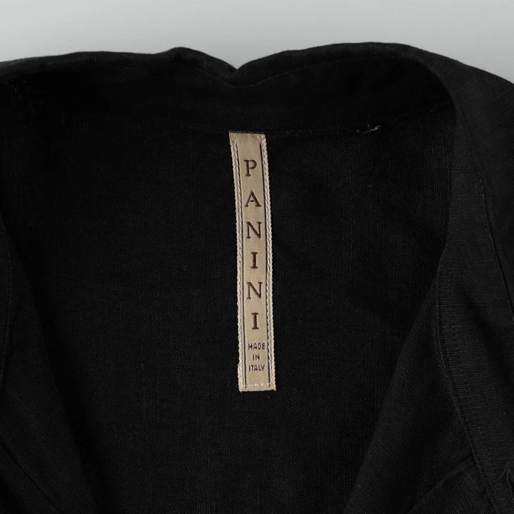 PANINI Long-Sleeve Linen x Viscose Shirt, Made in Italy, Men's XXL Equivalent, Vintage linen black type Vintage Second Hand