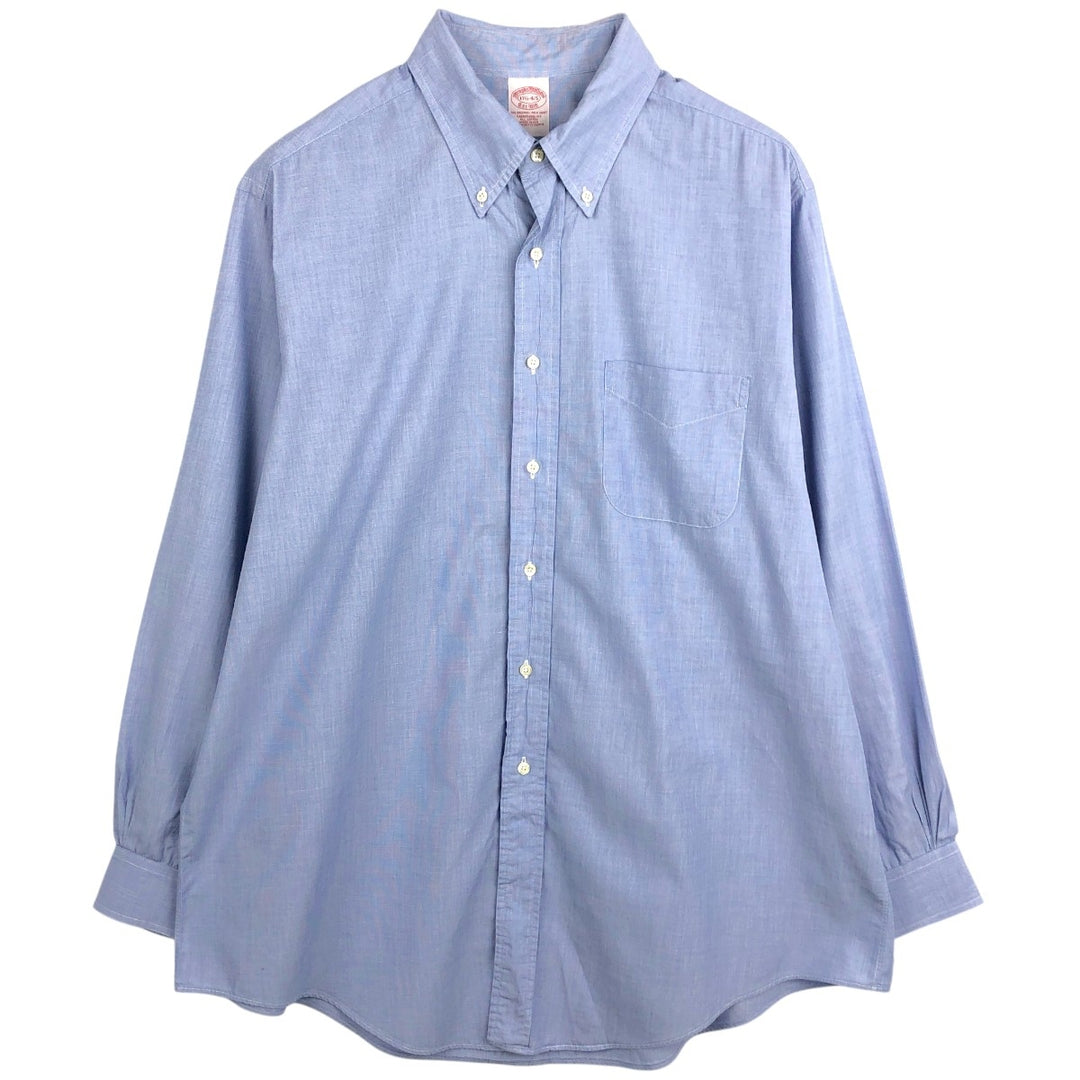Brooks Brothers Est. 1818 Traditional Fit Long Sleeve Button-Down Shirt, Made in USA, Men's Size XL cotton navy blue type Vintage Second Hand