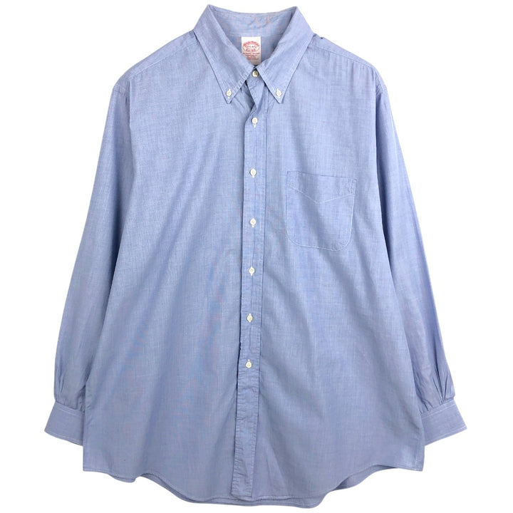 Brooks Brothers Est. 1818 Traditional Fit Long Sleeve Button-Down Shirt, Made in USA, Men's Size XL cotton navy blue type Vintage Second Hand