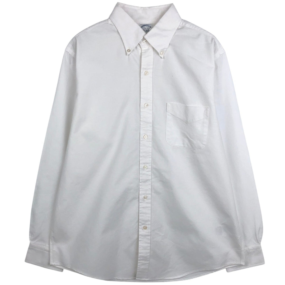 Brooks Brothers Est.1818 Short-Sleeve Button-Down Shirt, Made in USA, Men's Size M (approx.) cotton white type Vintage Second Hand