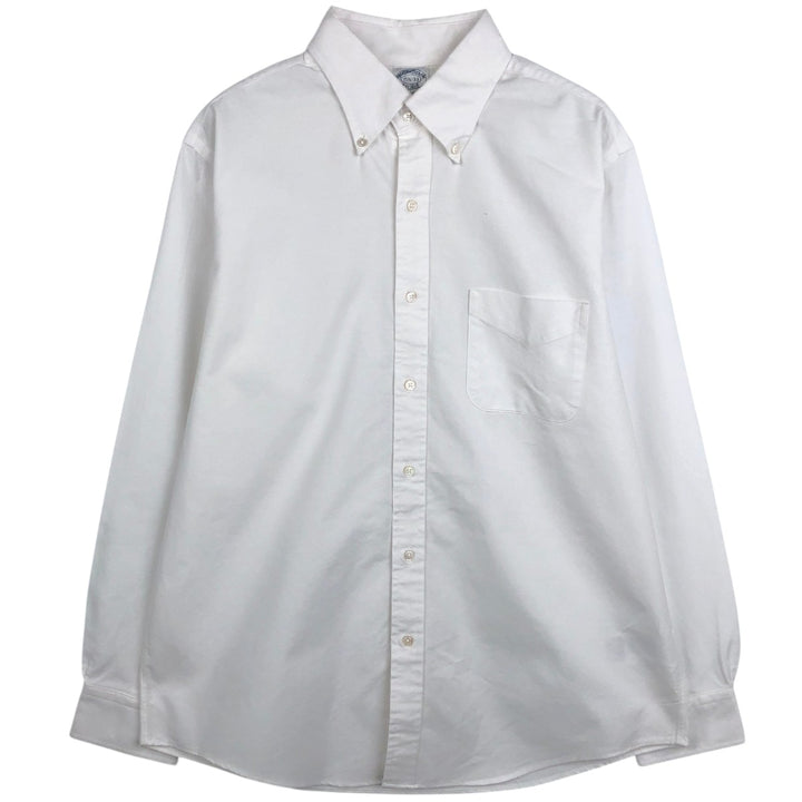 Brooks Brothers Est.1818 Short-Sleeve Button-Down Shirt, Made in USA, Men's Size M (approx.) cotton white type Vintage Second Hand