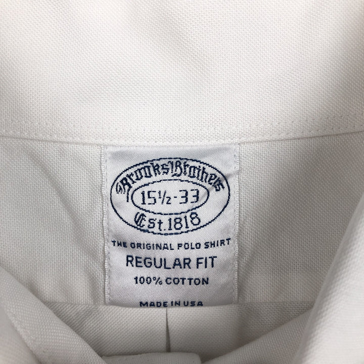 Brooks Brothers Est.1818 Short-Sleeve Button-Down Shirt, Made in USA, Men's Size M (approx.) cotton white type Vintage Second Hand