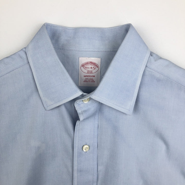 Brooks Brothers 1818 Madison Long-Sleeve Cotton Shirt, Men's Size M (approx.) cotton Blue type light blue Vintage Second Hand