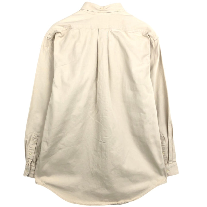 90'S J.Crew Long-Sleeve Button-Down Shirt, Made in USA, Men's Size L (Equivalent), Vintage cotton Beige type Vintage Second Hand