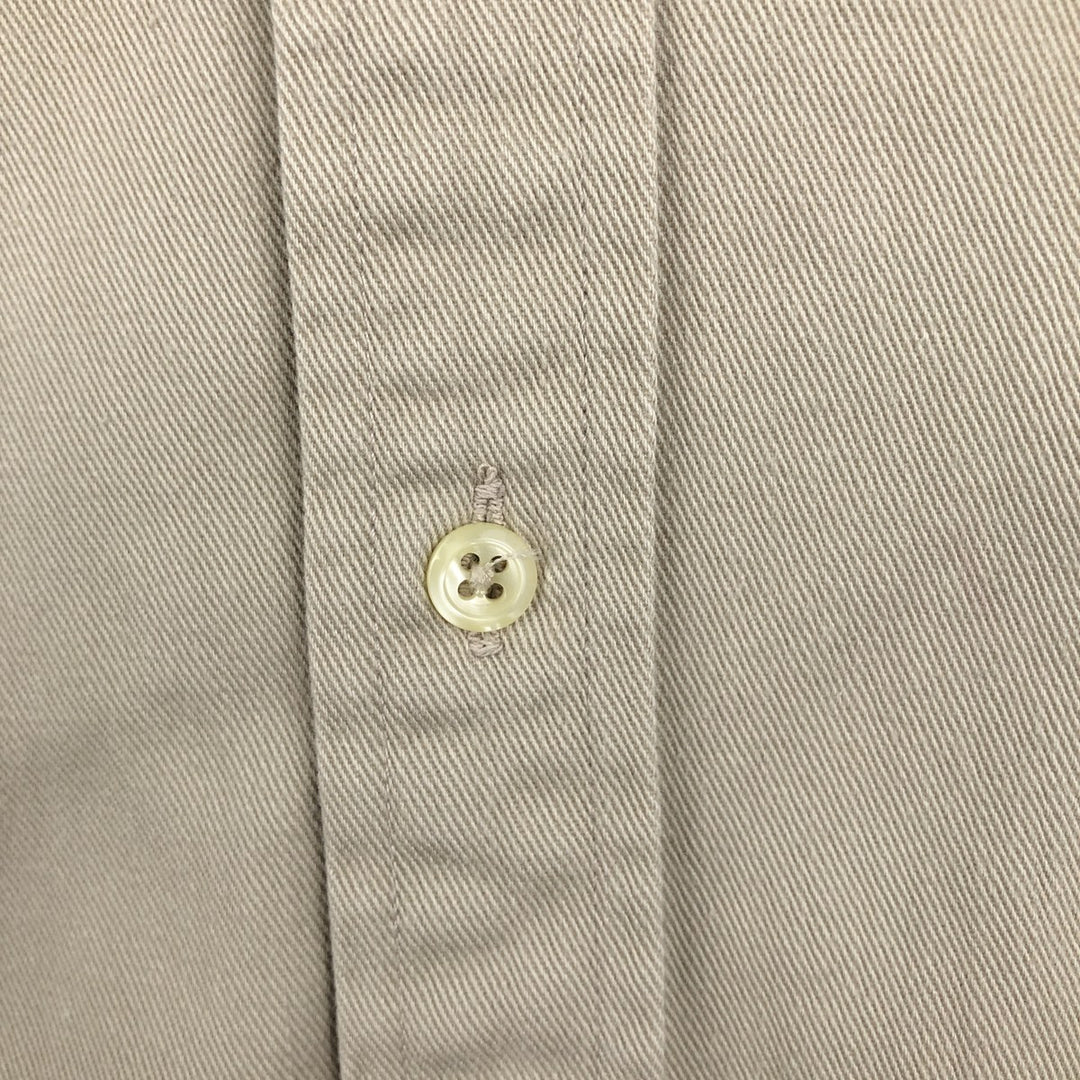 90'S J.Crew Long-Sleeve Button-Down Shirt, Made in USA, Men's Size L (Equivalent), Vintage cotton Beige type Vintage Second Hand