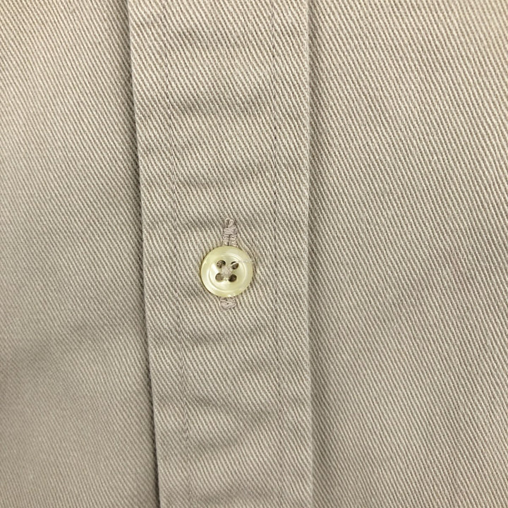 90'S J.Crew Long-Sleeve Button-Down Shirt, Made in USA, Men's Size L (Equivalent), Vintage cotton Beige type Vintage Second Hand