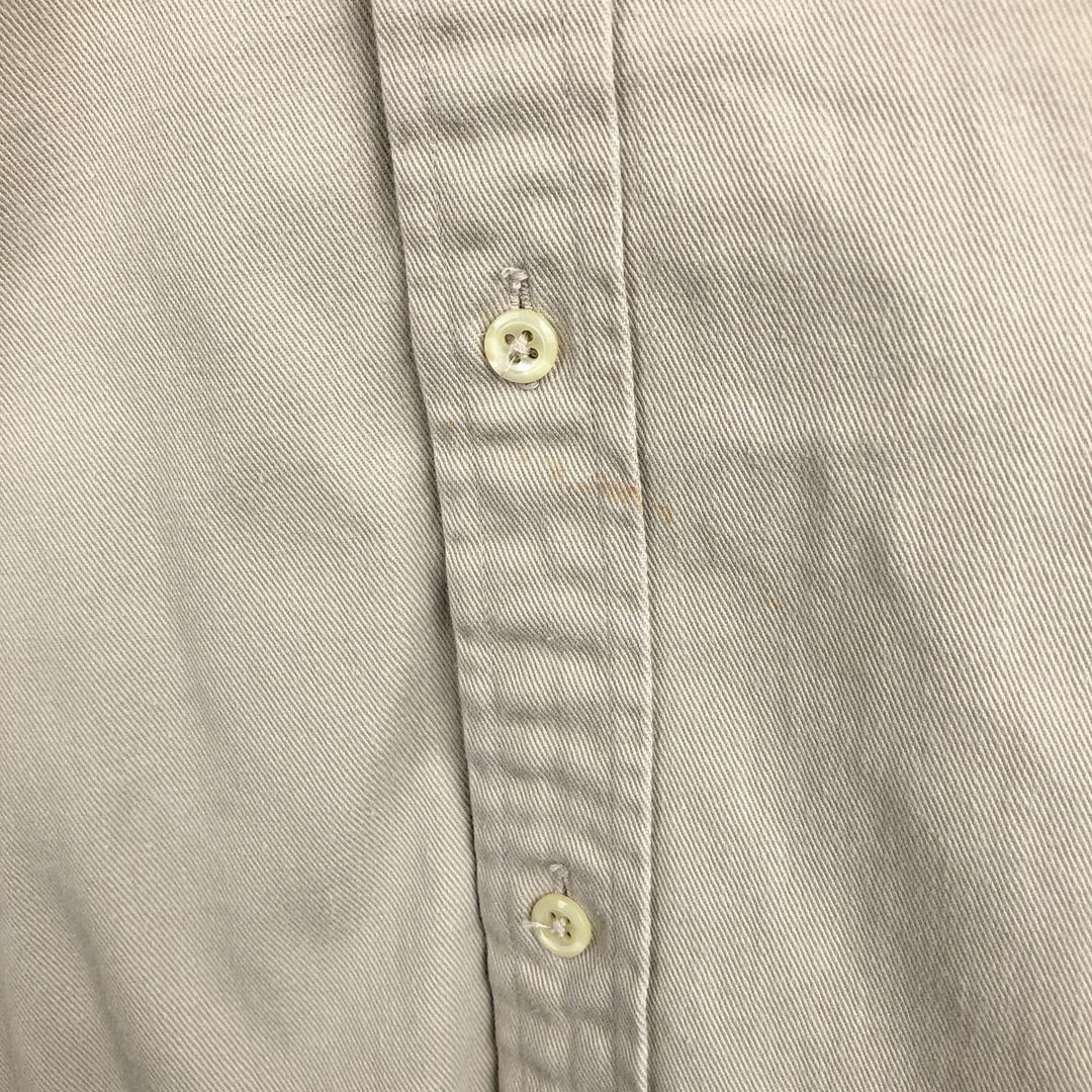 90'S J.Crew Long-Sleeve Button-Down Shirt, Made in USA, Men's Size L (Equivalent), Vintage cotton Beige type Vintage Second Hand