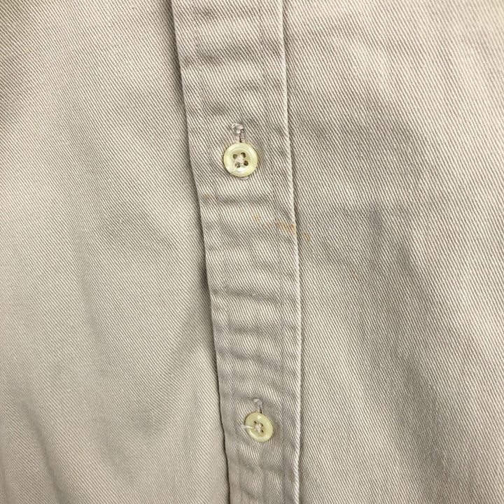 90'S J.Crew Long-Sleeve Button-Down Shirt, Made in USA, Men's Size L (Equivalent), Vintage cotton Beige type Vintage Second Hand