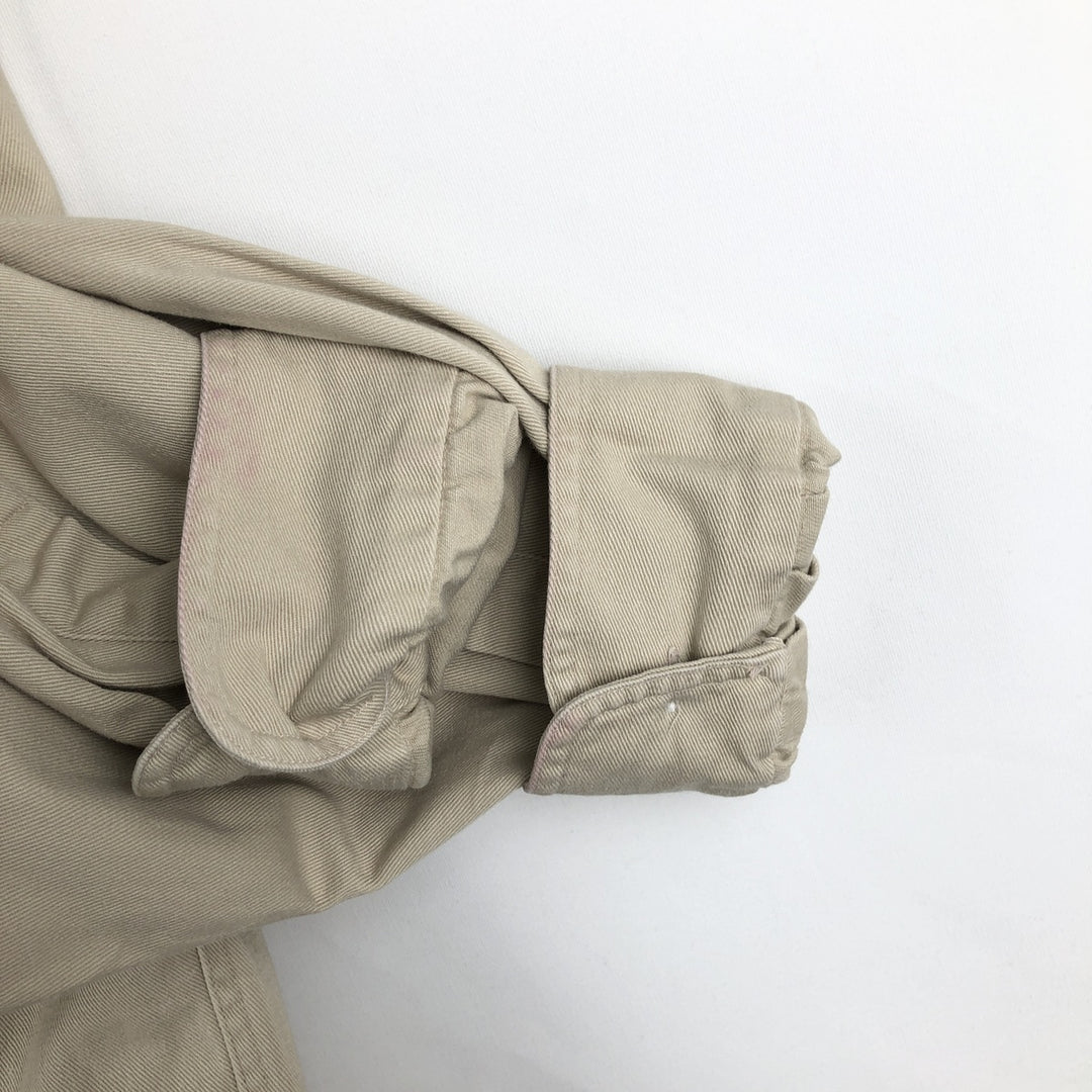 90'S J.Crew Long-Sleeve Button-Down Shirt, Made in USA, Men's Size L (Equivalent), Vintage cotton Beige type Vintage Second Hand
