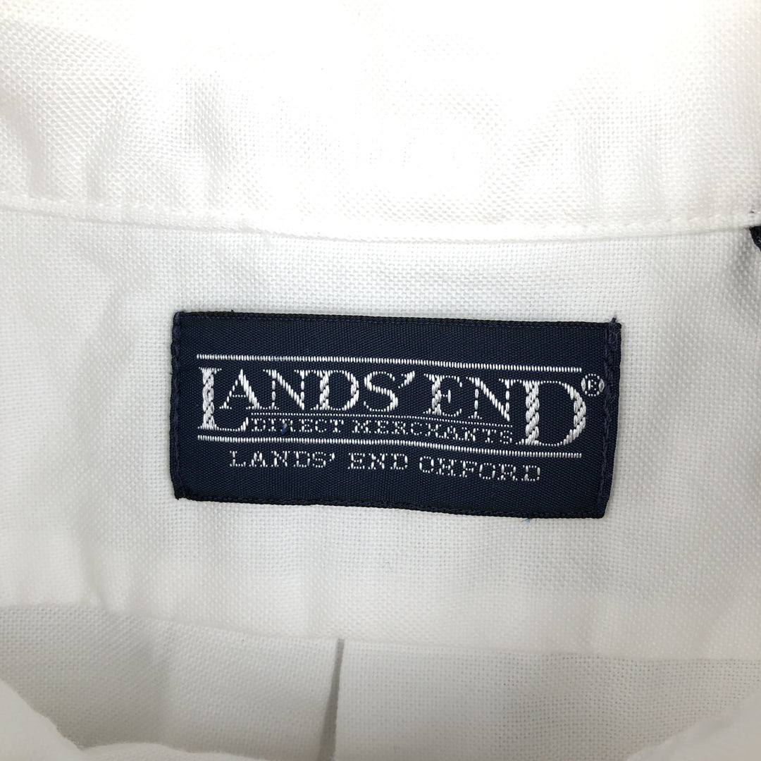 90s-00'S Lands' End Long-Sleeve Button-Down Shirt, Made in USA, Men's Size L (Equivalent), Vintage cotton white type Vintage Second Hand