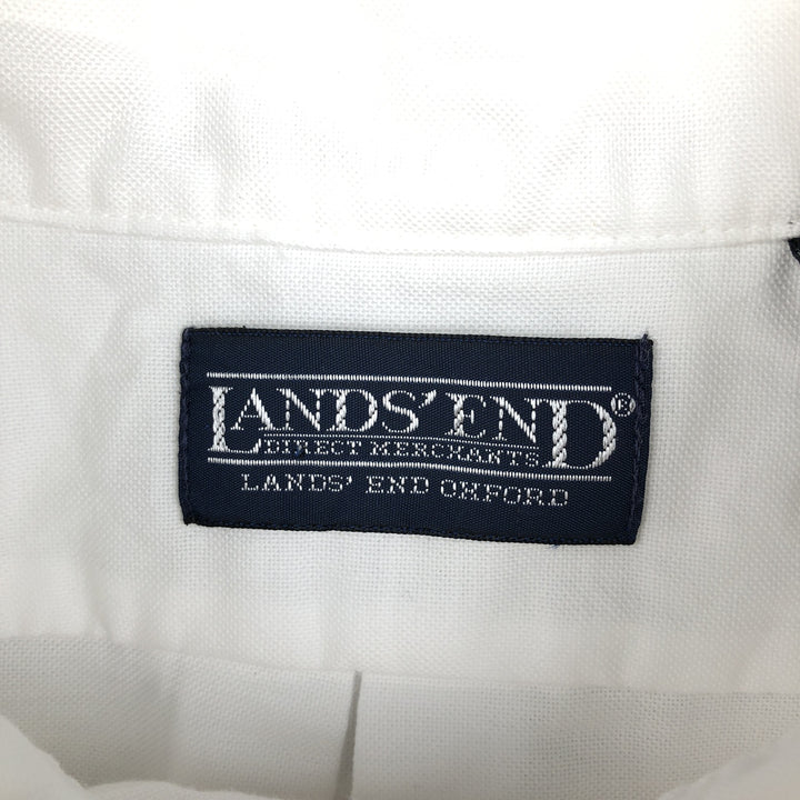 90s-00'S Lands' End Long-Sleeve Button-Down Shirt, Made in USA, Men's Size L (Equivalent), Vintage cotton white type Vintage Second Hand