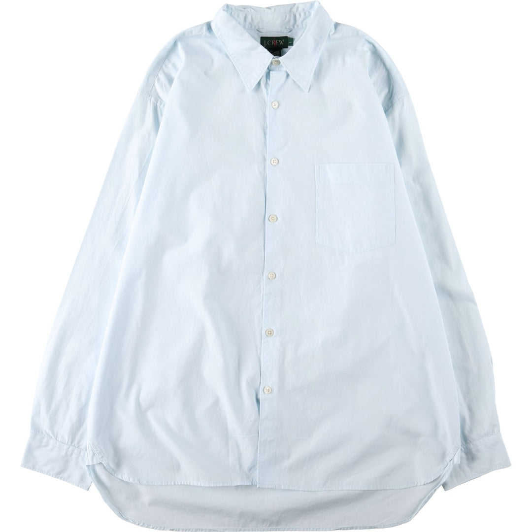 90'S J.Crew Long-Sleeve Cotton Shirt, Men's Size L (approx.), Vintage cotton Blue type light blue Vintage Second Hand