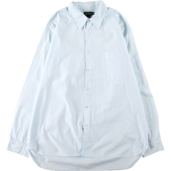 90'S J.Crew Long-Sleeve Cotton Shirt, Men's Size L (approx.), Vintage cotton Blue type light blue Vintage Second Hand