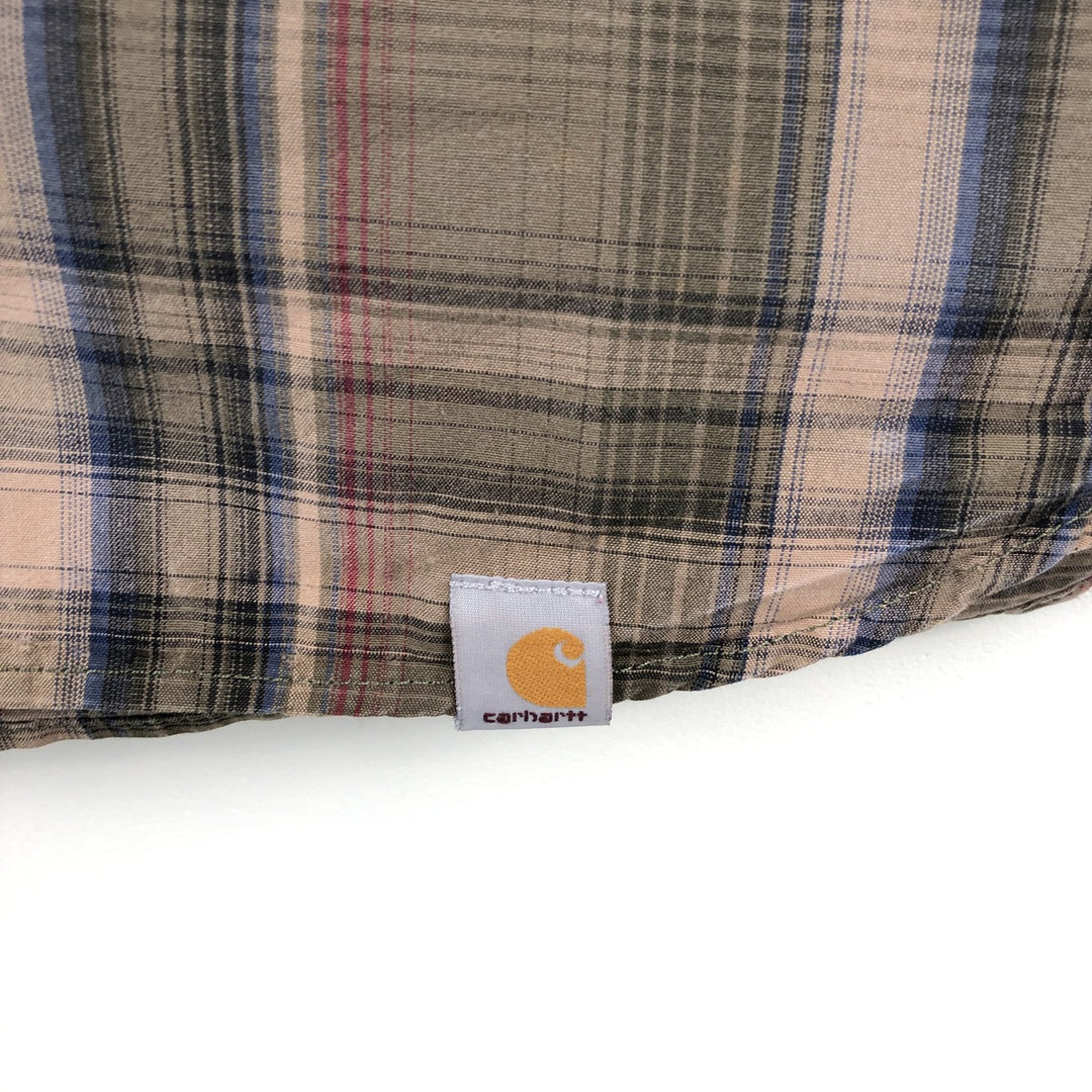 Carhartt Relaxed Fit Check Pattern Long Sleeve Button Down Work Shirt, Men's XL cotton Beige type Vintage Second Hand