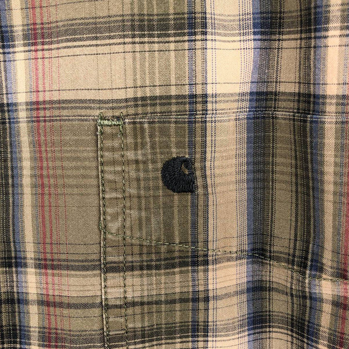 Carhartt Relaxed Fit Check Pattern Long Sleeve Button Down Work Shirt, Men's XL cotton Beige type Vintage Second Hand