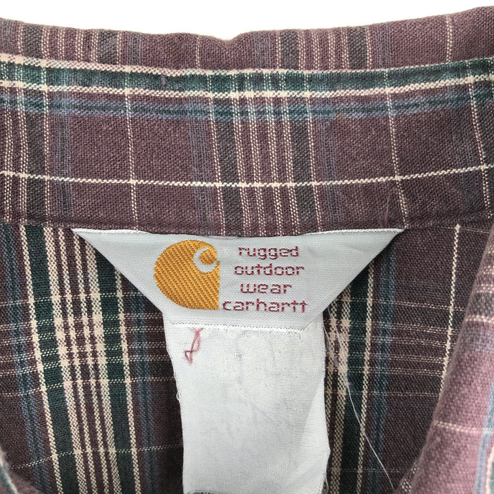 Carhartt Rugged Outdoor Wear Check Pattern Long Sleeve Button-Down Work Shirt, Men's XXL (approx.) unclear purple type Vintage Second Hand