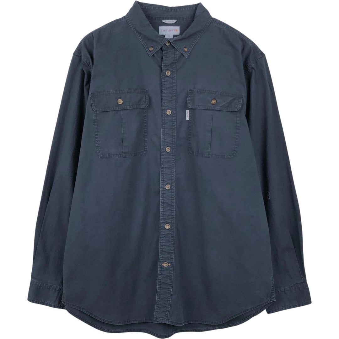 Carhartt Relaxed Fit Long Sleeve Button Down Work Shirt, Men's XL cotton black type Vintage Second Hand