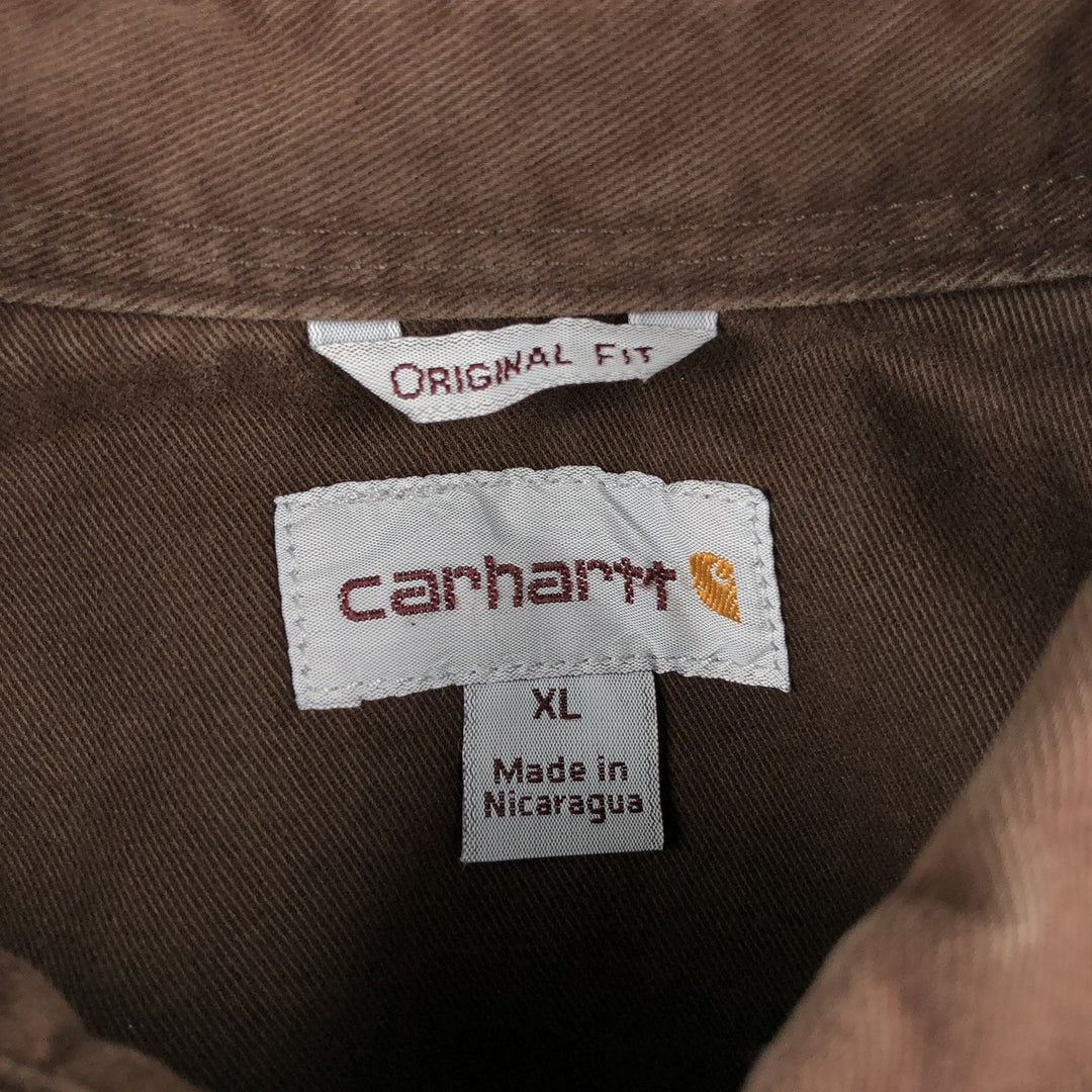 Carhartt ORIGINAL FIT long sleeve button-down work shirt, men's XL size cotton brown type Vintage Second Hand