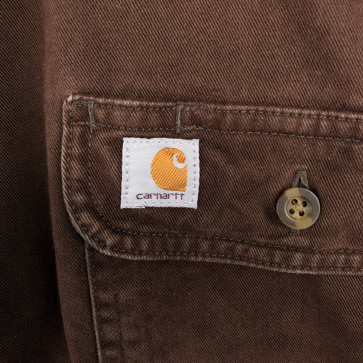Carhartt ORIGINAL FIT long sleeve button-down work shirt, men's XL size cotton brown type Vintage Second Hand