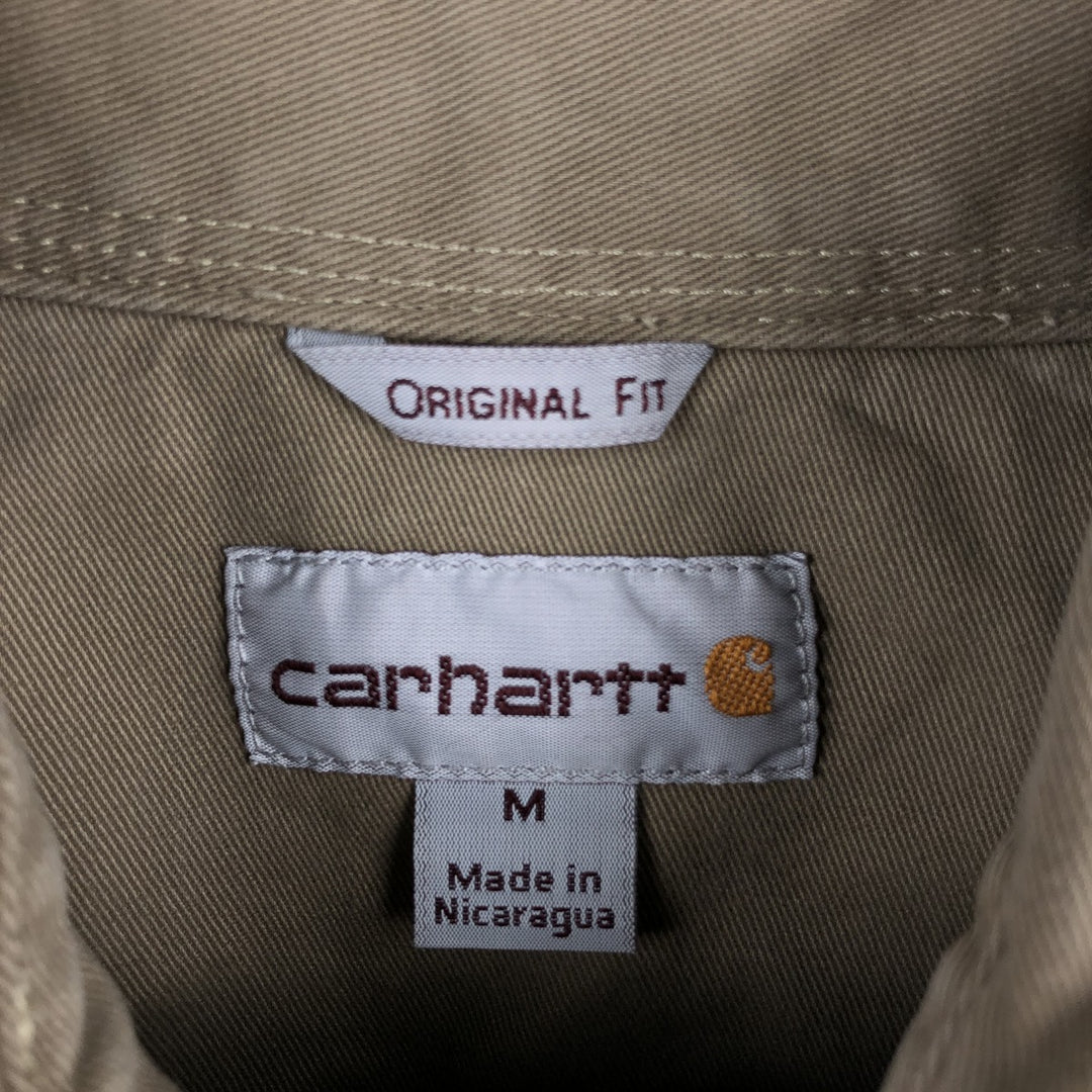 Carhartt Original Fit Long Sleeve Button-Down Work Shirt, Men's Size Medium cotton Beige type Vintage Second Hand