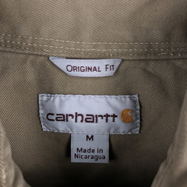 Carhartt Original Fit Long Sleeve Button-Down Work Shirt, Men's Size Medium cotton Beige type Vintage Second Hand