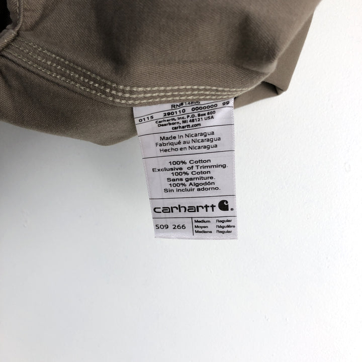 Carhartt Original Fit Long Sleeve Button-Down Work Shirt, Men's Size Medium cotton Beige type Vintage Second Hand