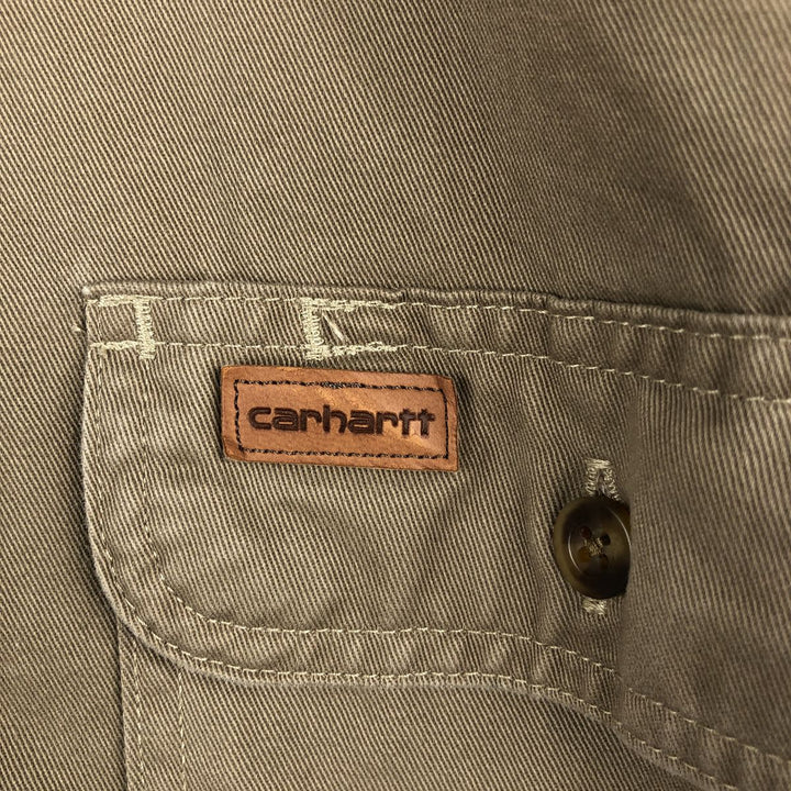 Carhartt Original Fit Long Sleeve Button-Down Work Shirt, Men's Size Medium cotton Beige type Vintage Second Hand