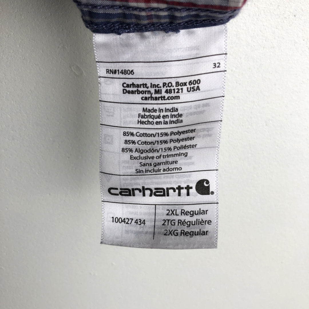 Carhartt Relaxed Fit Check Pattern Long-Sleeve Work Shirt, Men's XXL (approx.) cotton blue type Vintage Second Hand