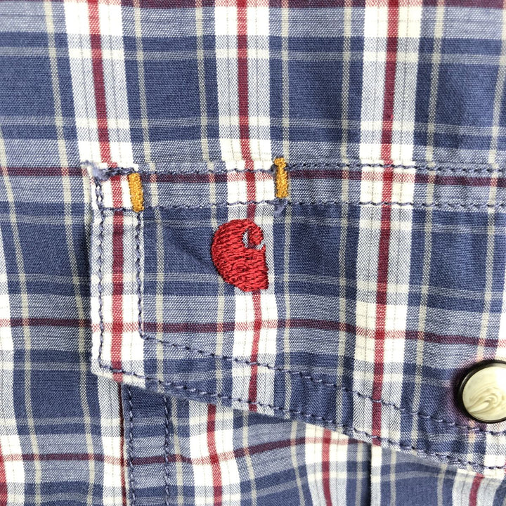 Carhartt Relaxed Fit Check Pattern Long-Sleeve Work Shirt, Men's XXL (approx.) cotton blue type Vintage Second Hand