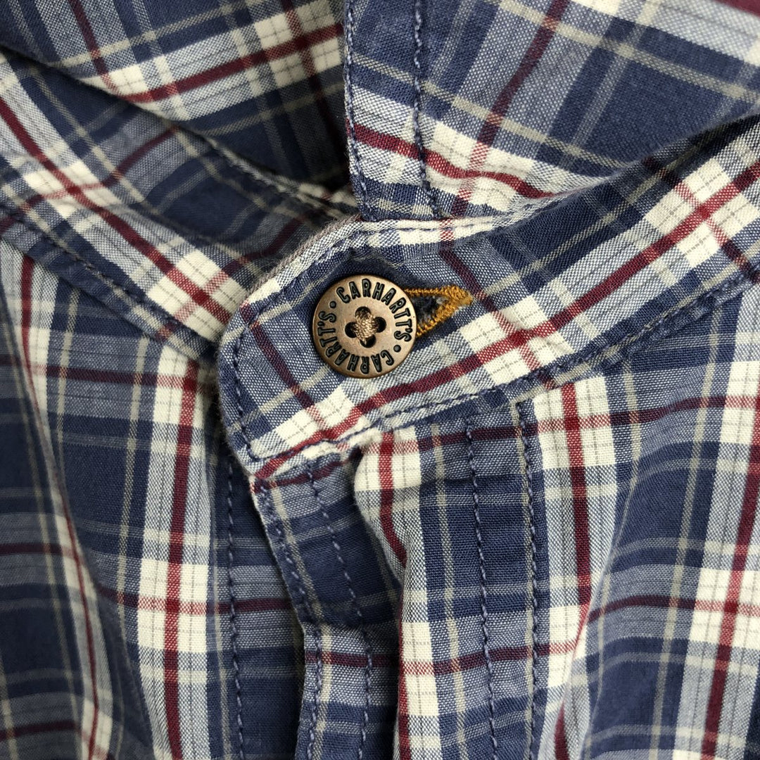 Carhartt Relaxed Fit Check Pattern Long-Sleeve Work Shirt, Men's XXL (approx.) cotton blue type Vintage Second Hand