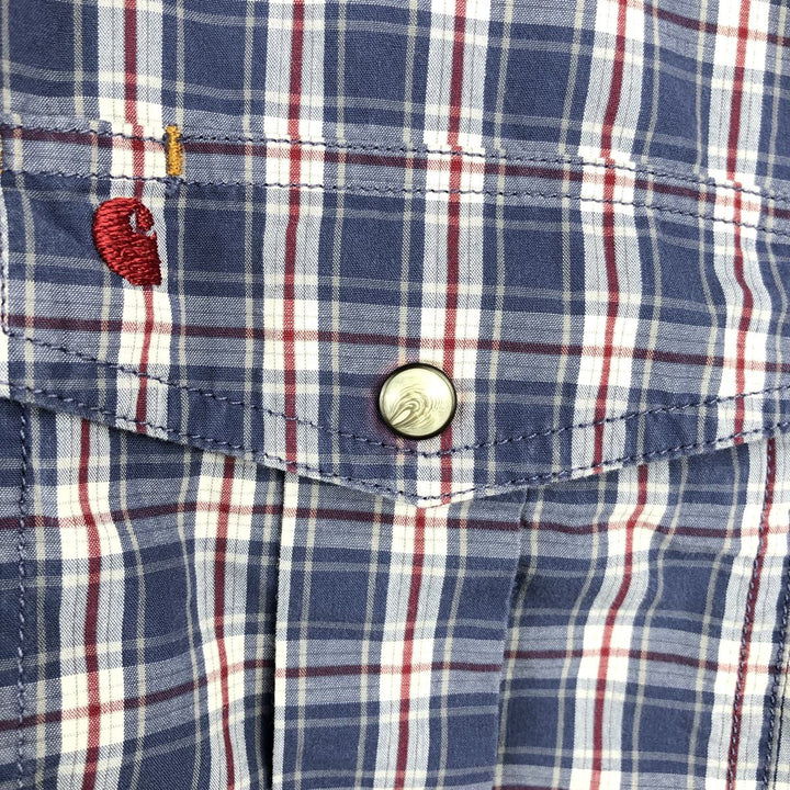 Carhartt Relaxed Fit Check Pattern Long-Sleeve Work Shirt, Men's XXL (approx.) cotton blue type Vintage Second Hand