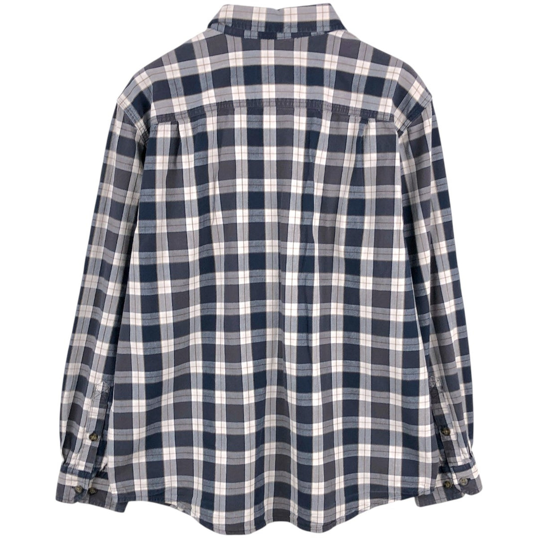 Carhartt Loose Fit Check Pattern Long Sleeve Button-Down Work Shirt, Men's Size L cotton navy blue type Vintage Second Hand