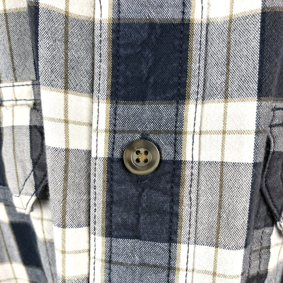 Carhartt Loose Fit Check Pattern Long Sleeve Button-Down Work Shirt, Men's Size L cotton navy blue type Vintage Second Hand