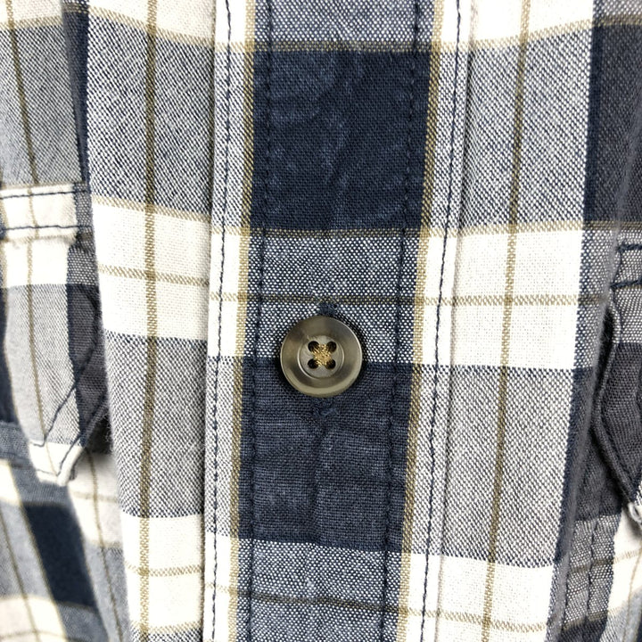 Carhartt Loose Fit Check Pattern Long Sleeve Button-Down Work Shirt, Men's Size L cotton navy blue type Vintage Second Hand