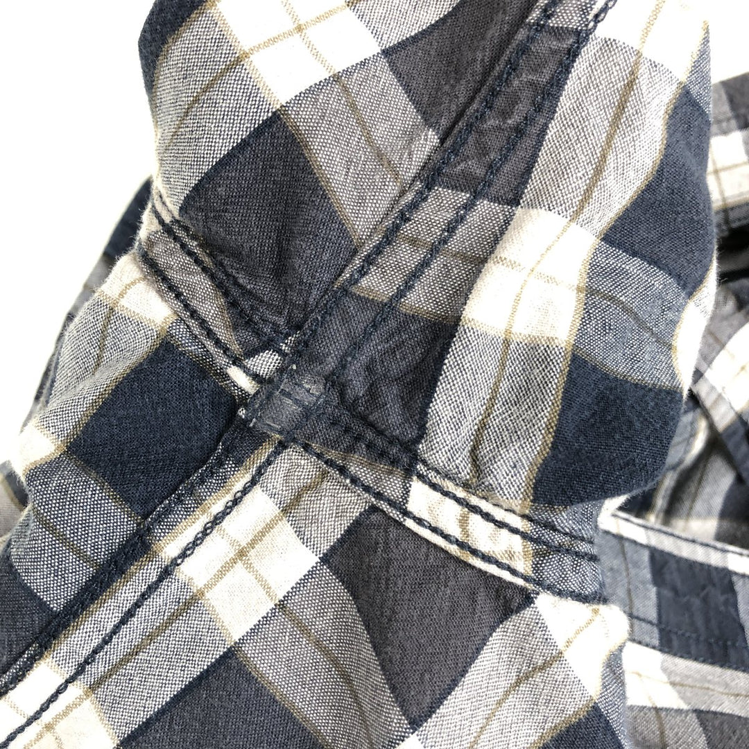 Carhartt Loose Fit Check Pattern Long Sleeve Button-Down Work Shirt, Men's Size L cotton navy blue type Vintage Second Hand
