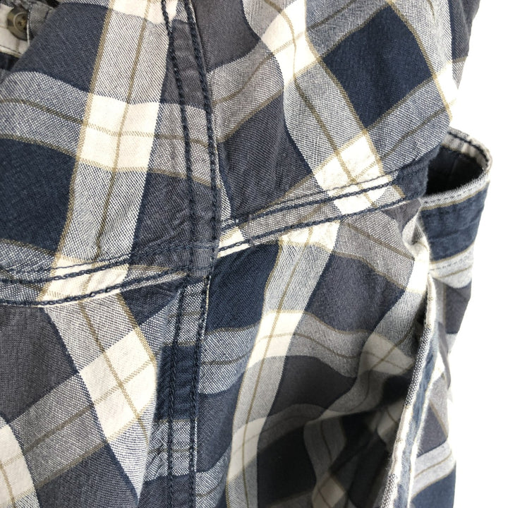 Carhartt Loose Fit Check Pattern Long Sleeve Button-Down Work Shirt, Men's Size L cotton navy blue type Vintage Second Hand